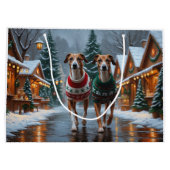 Greyhound Dogs Christmas Snow Holiday Groot Cadeauzakje (Achterkant)