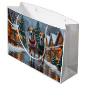 Greyhound Dogs Christmas Snow Holiday Groot Cadeauzakje (Achterkant Gekanteld)