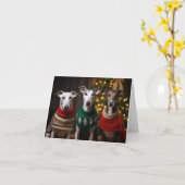 Greyhound Dogs Kerst Kaart (Gele Bloem)