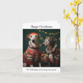 Greyhound Dogs Kerst Kaart (Gele Bloem)