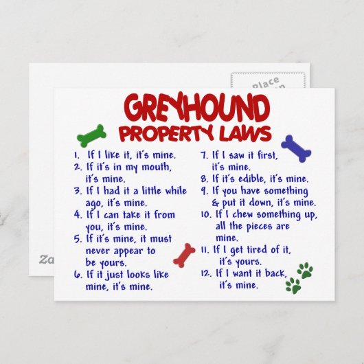 GREYHOUND Eigendomwetten 2 Briefkaart (Voorkant / Achterkant)