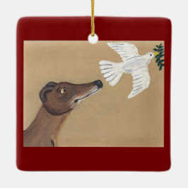 Greyhound en Duif Keramisch Ornament