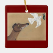 Greyhound en Duif Keramisch Ornament (Voorkant)