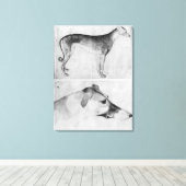 Greyhound en hoofd van een windhond canvas afdruk (Insitu (Houten vloer))