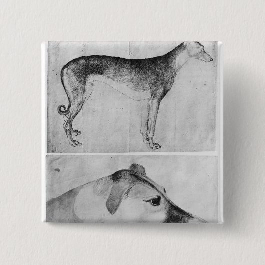 Greyhound en hoofd van een windhond vierkante button 5,1 cm (Voorkant)