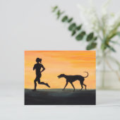 Greyhound en Jogger Dog Art Briefkaart (Staand voorkant)