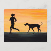 Greyhound en Jogger Dog Art Briefkaart (Voorkant)