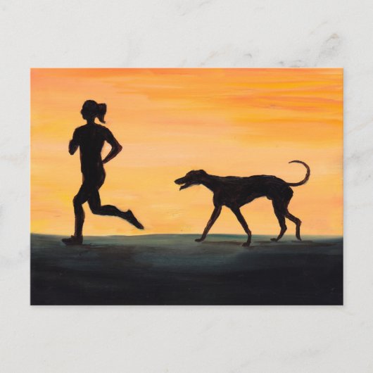 Greyhound en Jogger Dog Art Briefkaart (Voorkant)