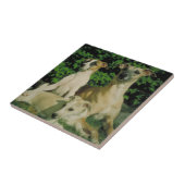 Greyhound en Puppies Tile Tegeltje (Zijkant)
