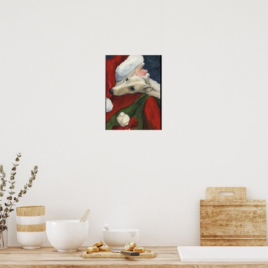 Greyhound en Santa Claus Dog Art Print (Keuken)