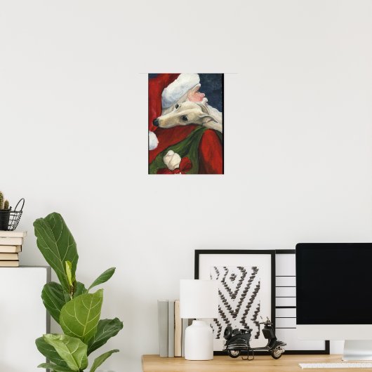 Greyhound en Santa Claus Dog Art Print (Thuiskantoor)