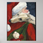 Greyhound en Santa Claus Dog Art Print (Voorkant)