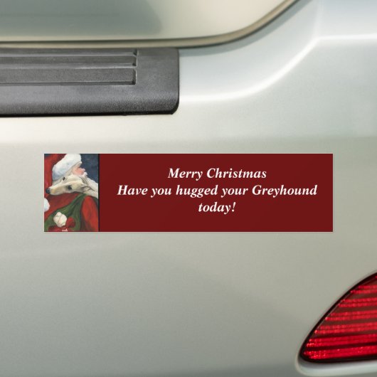 Greyhound en Santa Dog Art Bumpersticker (Op auto)