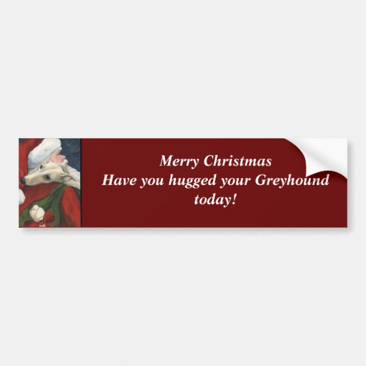 Greyhound en Santa Dog Art Bumpersticker (Voorkant)