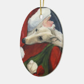 Greyhound en Santa Dog Art Ornament (Links)