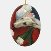 Greyhound en Santa Dog Art Ornament (Voorkant)