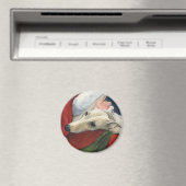 "Greyhound en Santa" Hondenkunstmagneet Magneet (Insitu (Vaatwasser))