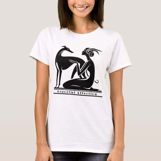 Greyhound en vrouw art deco stijl t-shirt (Voorkant)