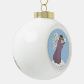 Greyhound engel met witte duif keramische bal ornament (Links)