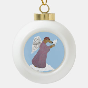 Greyhound engel met witte duif keramische bal ornament