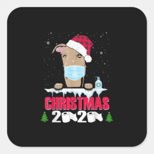 Greyhound Face Mask Dog Merry Kerstmis 2020 Funny Vierkante Sticker