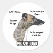 Greyhound FAQ Sicker Ronde Sticker (Voorkant)