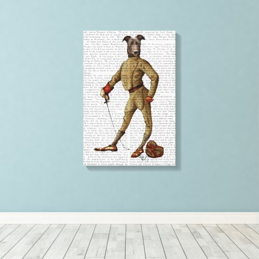 Greyhound Fencer Dark Full Canvas Afdruk (Insitu (Houten vloer))