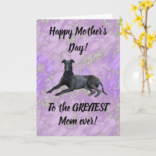 Greyhound Fijne Moederdag Kaart (Gele Bloem)