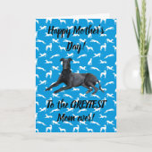 Greyhound Fijne Moederdag op Blauwe Silhouetten Kaart (Voorkant)