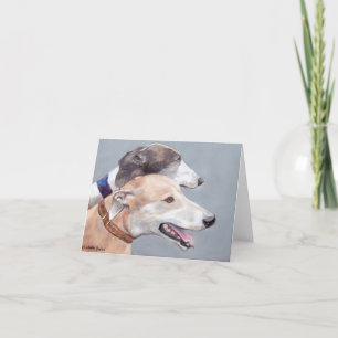 Greyhound Friends Dog Art Note Card Kaart