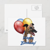 Greyhound Gelukkige Verjaardagsballonnen. Briefkaart (Voorkant / Achterkant)