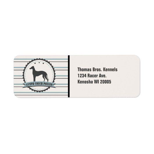 Greyhound Gepensioneerde Racer 45 mph Lazy Dog Cus Etiket (Voorkant)