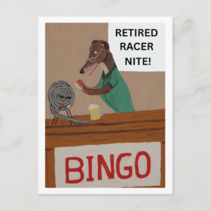 Greyhound Gepensioneerde Renner Nacht Bingo Briefkaart