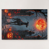 Greyhound Gotische Maanlicht Halloween Kunst Legpuzzel (Horizontaal)