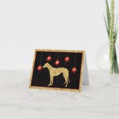 Greyhound Gouden Glitter Bal Kerstmis Kaart (Voorkant)