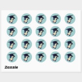 Greyhound Graduation Cap Funny Ronde Sticker (Vel)