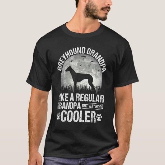 Greyhound Grandpa Moon Dog Vaderdag T-shirt (Voorkant)