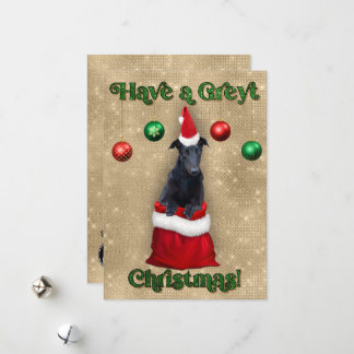 Greyhound Greyt Kerstmis Santa Sack Feestdagenkaart