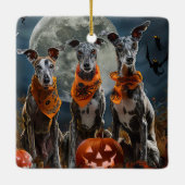 Greyhound Halloween Griezelen Keramisch Ornament (Achterkant)