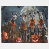 Greyhound Halloween Spoken Fleece Deken (Voorkant (Horizontaal))