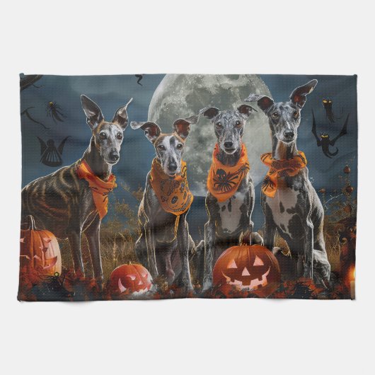 Greyhound Halloween Spoken Theedoek (Horizontaal)