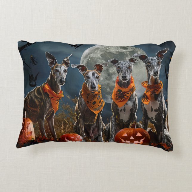Greyhound Halloween Spokenkelig Accent Kussen (Achterkant)