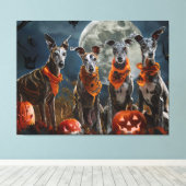 Greyhound Halloween Spooky Canvas Afdruk (Insitu (Houten vloer))