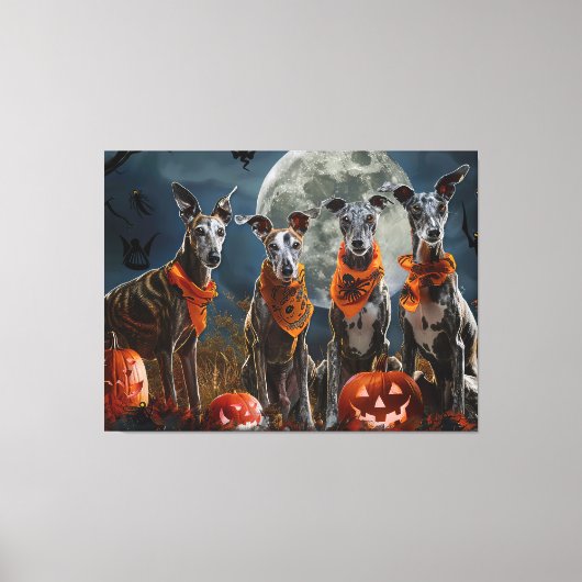 Greyhound Halloween Spooky Canvas Afdruk (Voorkant)