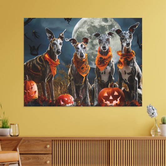 Greyhound Halloween Spooky Canvas Afdruk (Insitu (Woonkamer))
