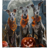 Greyhound Halloween Spooky Douchegordijn (Voorkant)