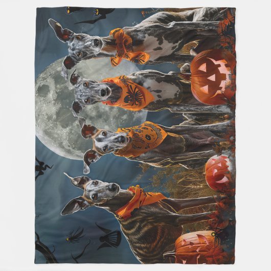 Greyhound Halloween Spooky Fleece Deken (Voorkant)