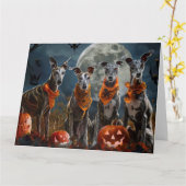 Greyhound Halloween Spooky Kaart (Gele Bloem)