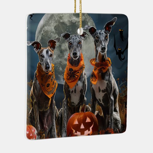Greyhound Halloween Spooky Keramisch Ornament (Rechts)