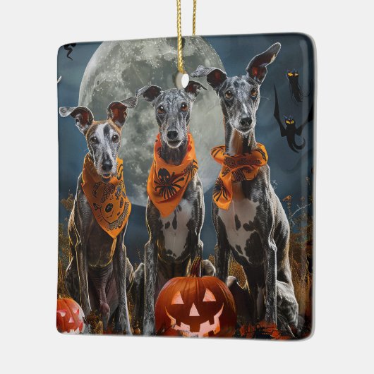 Greyhound Halloween Spooky Keramisch Ornament (Links)